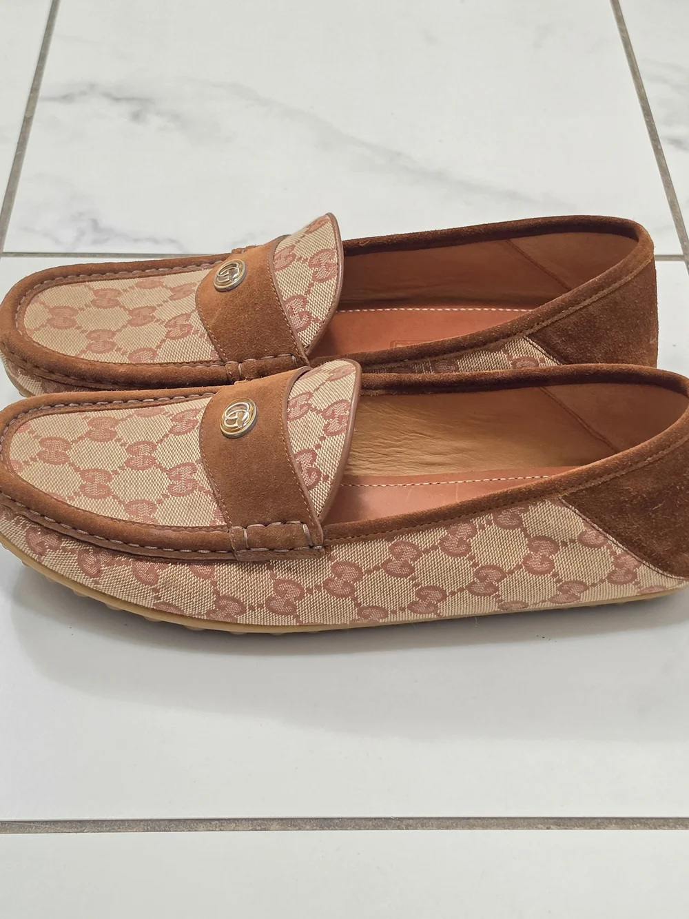 Gucci GG Canvas Suede Loafers, 8